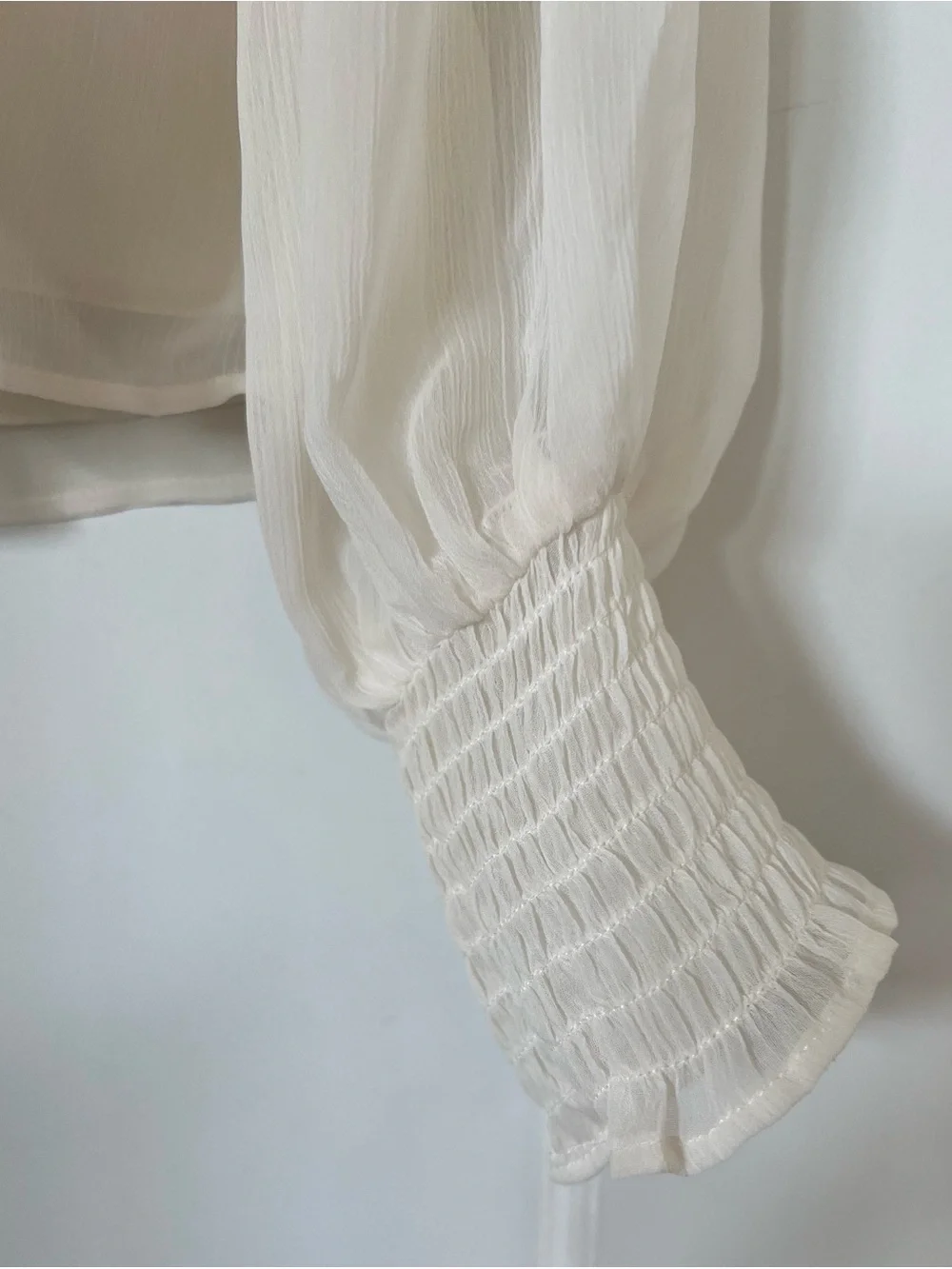Express V-Neck Smocked Cuff Peplum Top - Picture 11 of 12